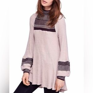 Free People Snow Day Crochet Waffle Knit Tunic Size Extra Small
